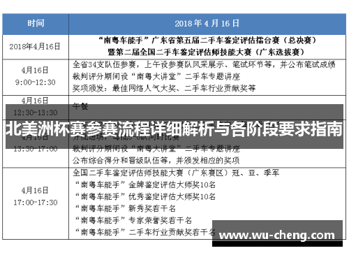北美洲杯赛参赛流程详细解析与各阶段要求指南