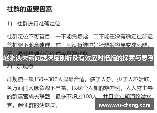 赵鹏谈欠薪问题深度剖析及有效应对措施的探索与思考